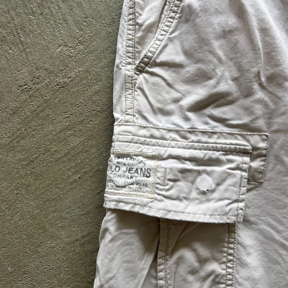 Vintage Polo Ralph Lauren Military Issue Cargo Shorts Size 36‎ White 1967